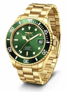 NWT 69742 Invicta Pro Diver Automatic Men's Watch - 40mm, Green Gold 3 Link Band